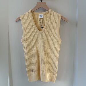 Daily Sports Cream Cable Knit Vest Sweater